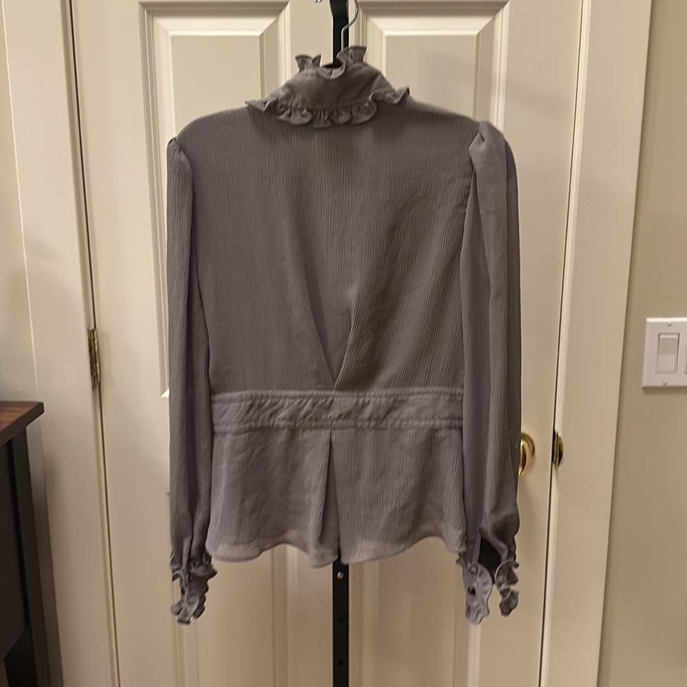 Alice Temperley for Target women’s Ruffled Victorian Gray Buttoned Blouse - Picture 13 of 17